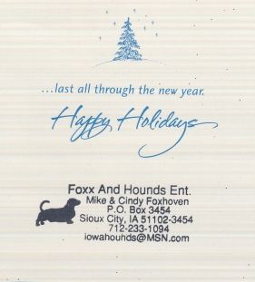 Another homemade card from the home of twelve Iowa hounds.